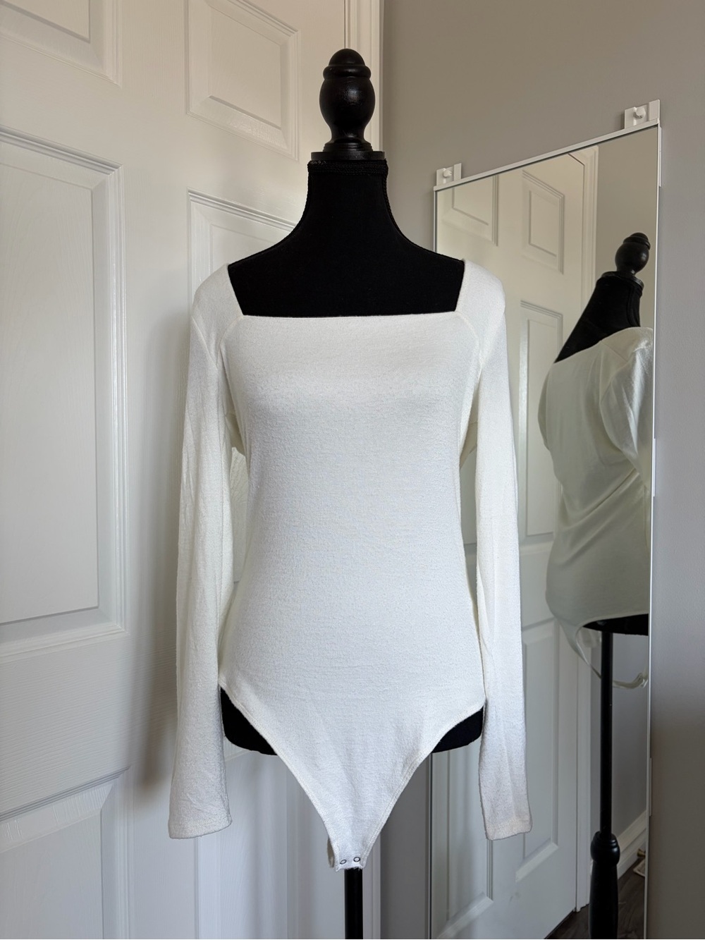 Abercrombie & Fitch Square Neck Long Sleeve Cozy Bodysuit
